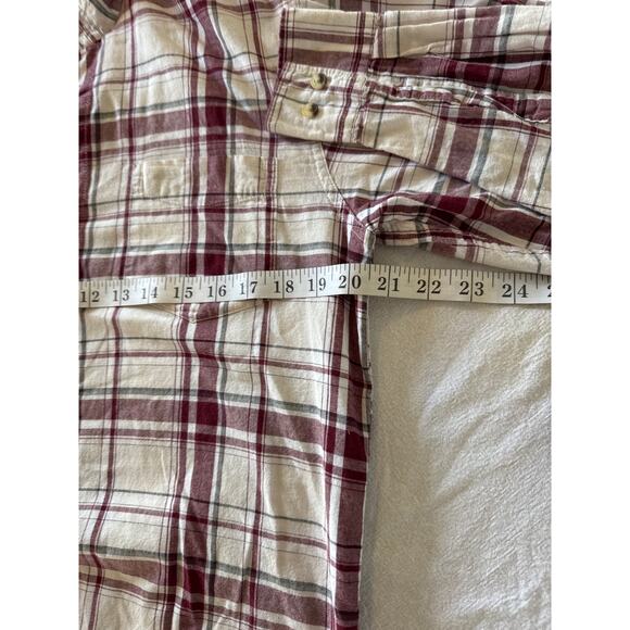 Wrangler Jeans Co. Men’s Small Red White Plaid Shirt 100% Cotton Long Sleeve - Picture 4 of 6